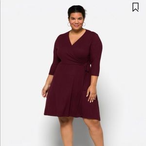 Market & Spruce Cinthia Faux Wrap Rib Knit Dress